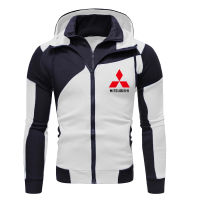 2021 Mitsubishi Personality Double Zipper Mens Hoodie Brand Car Logo Printing Fashion Stitching Casual Sports Track Suit