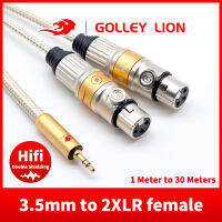 GOLLEY LION Dual XLR หญิงถึง3.5มม.1/8สเตอริโอ Mic Cable, 2 XLR Y Splitter สายไฟ1/8นิ้ว Mini หูฟังแจ็คอะแดปเตอร์ TRS OFC Shield สำหรับผสมและเชื่อมต่อ PC,Livestream, Broadcast