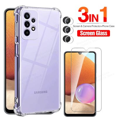 clear tpu cases protective glass samsun A32 4G camera tempered glass for samsung galaxy A 32 32A SM-A325F/DS airbag phone cover