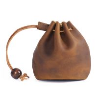 ♀ Moterm Original Handmade Genuine Leather Unisex Coin Purse Cow Leather Coins Money Pocket Retro Wallet Drawstring Storage Bag