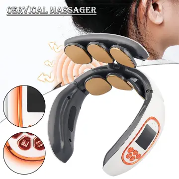 Cordless Portable Electric Neck Cervical Pulse Massager Relaxation Hot  Compress Heads Muscle Pain Relief Health Care