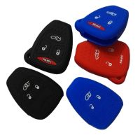 hgjmgkkk Key Protector Silicone Holder For Jeep Dodge Chrysler 3/4 Button Skin Jacket Key Case Bag