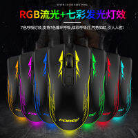 FV509แบบกำหนดเอง E-Sports RGB เจ็ดสีผลโคมไฟเรืองแสงเกมเมาส์ธุรกิจโรงงานเมาส์มีสายคงที่ OEM โรงงาน