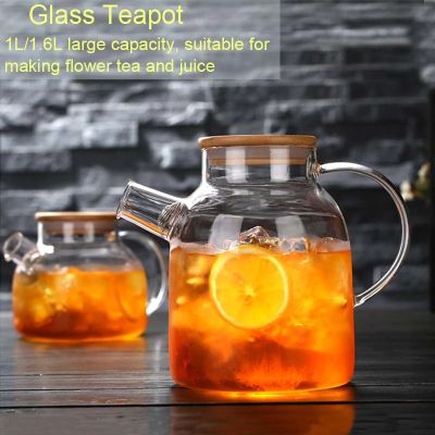 Transparent Borosilicate Glass Teapot Heat-Resistant Large Clear Tea Pot Flower Tea Set Puer Kettle Office Home Tool
