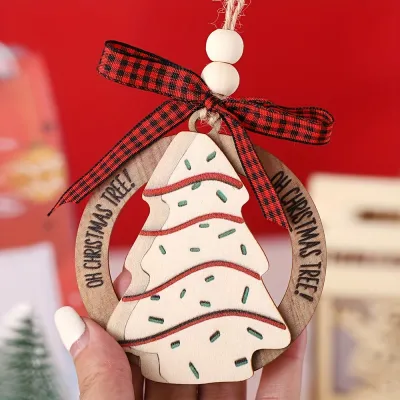 Wooden Holiday Chimes Christmas Tree Mobile Christmas Tree Hanging Decor Christmas Decoration Pendant Wooden Christmas Tree Pendant