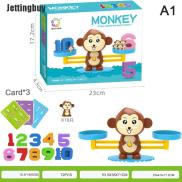 Jettingbuy Montessori Math Toy Digital Monkey Balance Scale Number Board