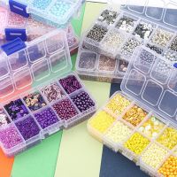 【CW】✢  10 Grids Glass Beads Helical Tube Bead Set Imitation for Jewelry  Making Needlewor