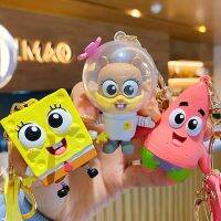 SpongeBob SquarePants Anime Figures Keychain Sandy Patrick Star Squidward Tentacles Bag Keyring Charm Kids Toys Birthday Gifts