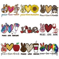 Patch Iron On Peace Love Transfers Parches Ropa DIY Heat Press Appliqued Clothes Stickers T-Shirt Ironing Stickers