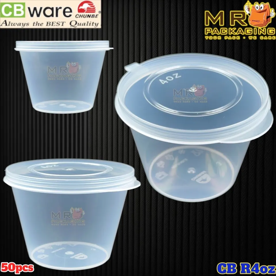 4oz Sauce Container With Hinged Lid - PACK50/CTN600 (50PCS X 12PACK)