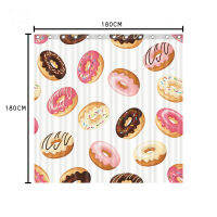 Girl Pink Donuts 3d Lovely Food Shower Curtain And Mat Set, Colorful Cupcakes Waterproof Fabric Bathroom Curtain