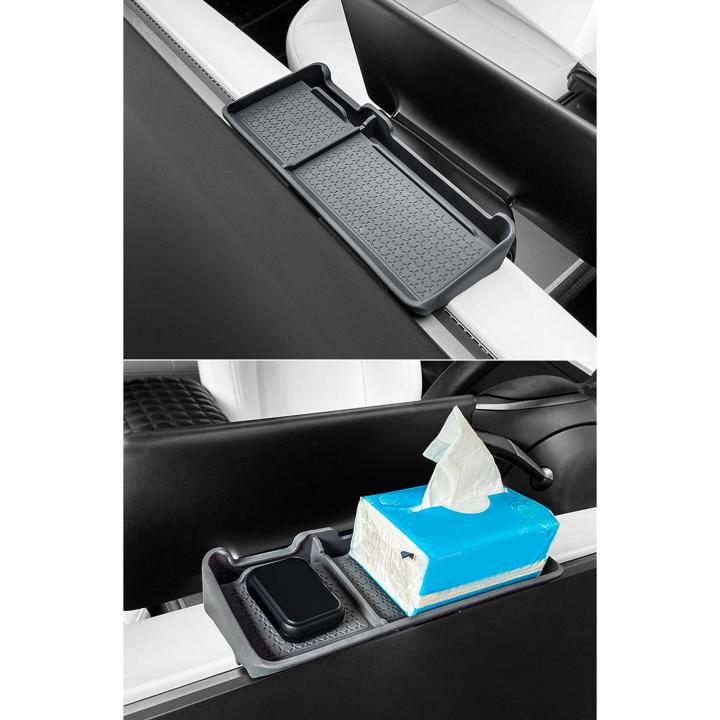 ccgood-กล่องเก็บของแผงหน้าปัดรถยนต์ฯลฯ-hiasan-interior-อุปกรณ์เสริมสำหรับเทสลาสีเทา