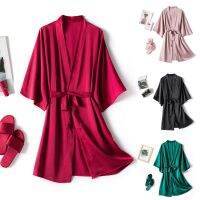 【Xiaobaide electronic】ฤดูใบไม้ผลิแขนยาว Night Gown ผู้หญิง Robe Silk Dressing Gowns ชุดชั้นในชุด Robe เสื้อคลุมอาบน้ำสุภาพสตรีฤดูร้อน Nightgown Nightdress Set