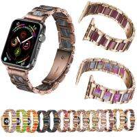 ✳✗ คุณภาพสูงสายเรซิ่นสำหรับ Apple Watch Series 5 4 3 2 1 สำหรับ iWatch Band 42mm 38mm 44mm 40mm สร้อยข้อมือสแตนเลสเข็มขัด