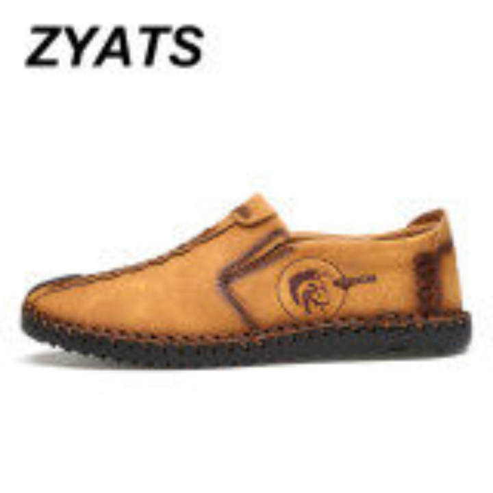 zyats-รองเท้าผู้ชายหนังส้นเตี้ยรองเท้ารองเท้าโลฟเฟอร์ลำลองรองเท้าสลิปออนขนาดใหญ่38-46สีเหลือง