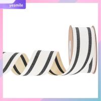 YESMILE 10Yards สีดำและสีขาว ริบบิ้นผ้าฝ้ายลายทาง แถบลายทาง 1นิ้วค่ะ ริบบิ้นผ้ากระสอบ ของตกแต่งบ้าน ริบบิ้นผ้าลาย สำหรับการห่อของขวัญ