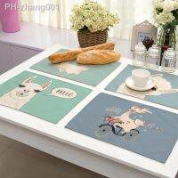 1Pcs Alpaca Pattern Kitchen Placemat Cotton Linen Dining Table Mats Coaster Pad Bowl Cup Mat 42x32cm Home Decor ML0009