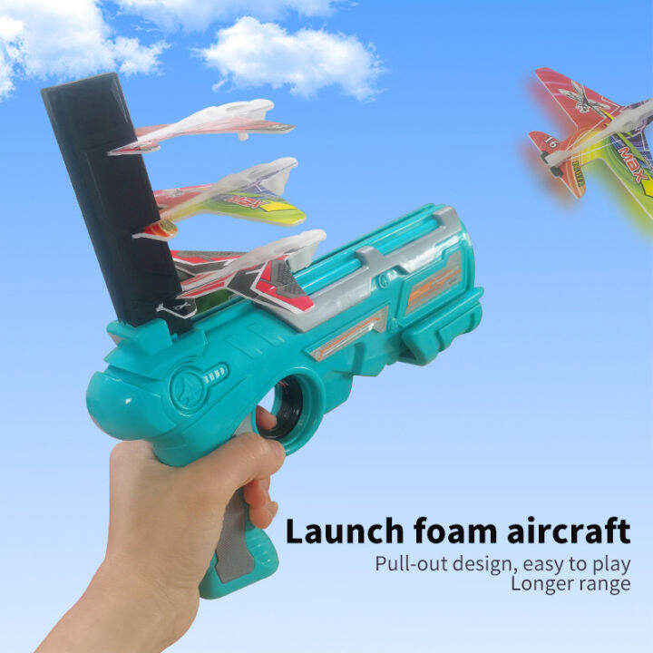 Foam Airplane Launcher Toy Catapult Plane Gun Toy Airplane Aircraft for
