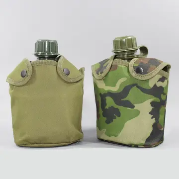 1000ml Camping Hiking Aluminum Army Green Military Canteen Water