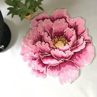 3D peony thick flower car bedroom livingroom round rug bed soft parlor pink rug anti-slip hallway chair kids door mat