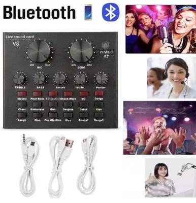 V8 V8S+ Audio Live Sound Card for Phone Computer USB Headset Microphone Webcast-(Bluetooth)