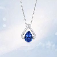 [COD] Cao Shi foreign trade new pendant classic sapphire blue drop pear-shaped necklace elegant lady Day gift wholesale