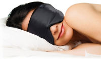 Dream Essentials Ultra Silk 360 Sleep Mask, Black, All Natural Hypoallergenic Mulberry Silk, 2 Fully Adjustable Straps, Thin Profile mask Great for Side, Stomach or Back Sleepers