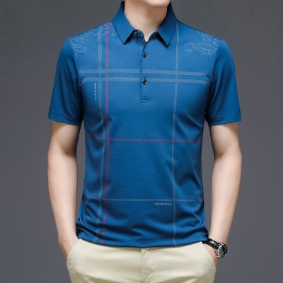 HOT11★BROWON Brand Summer T Shirts Men 2023 New Business Cal Turn-Down Collar Tee Tops Loose Thin Breath Anti-wrinkle Men Tshirts