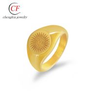 [COD] European and fashion national retro sun ring female popular personality oval ray finger titanium steel