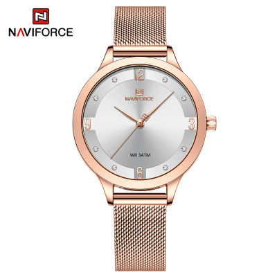 นาฬิกาควอตซ์สำหรับผู้หญิงแฟชั่นใหม่แบรนด์หรูนาฬิกาของผู้หญิงสายสแตนเลสควอตซ์นาฬิกาข้อมือสำหรับหญิง R Eloj Mujer NF5023
