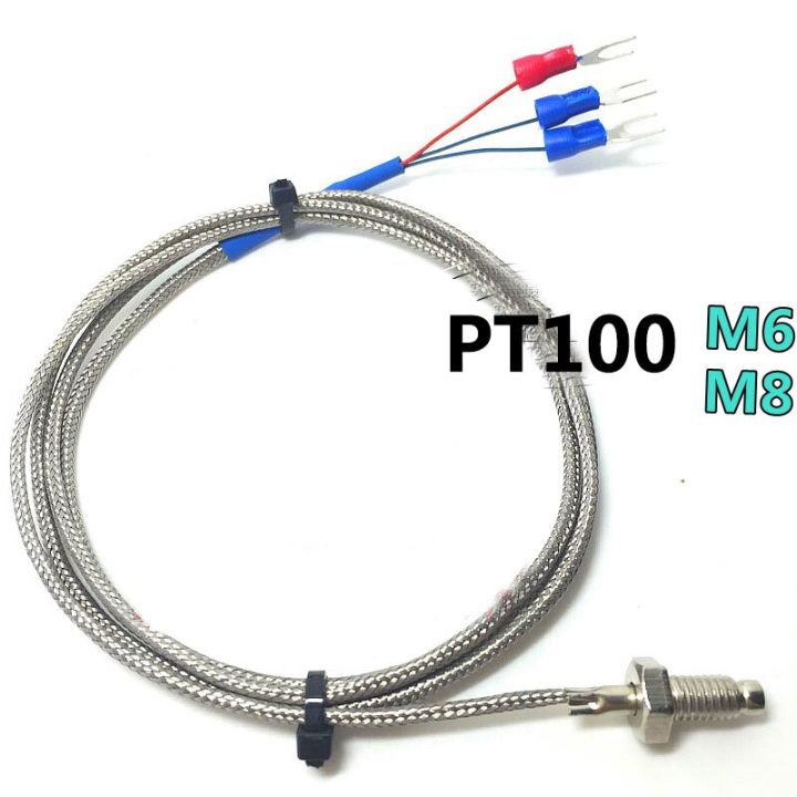 1Pc อุณหภูมิ Sensor Pt100 M6 M8 Probe Pt100เซ็นเซอร์อุณหภูมิ Rtd Pt100 B 1M-5M