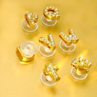 8mm Golden Letters With Sucker Crystal Shoe Buckle Garden Shoes Dongdong Shoes Accessories Wholesale Gift No Including Slippers