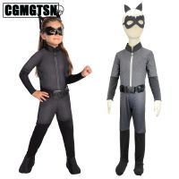 CGMGTSN เครื่องแต่งกายเด็ก Catwoman ชุดผู้หญิงแมวดำชุดจั๊มสูทพร้อมหมวกชุดฮาโลวีนชุดปาร์ตี้วันคริสต์มาสขึ้น