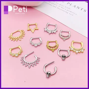 5Pcs/Set Minimalist Nose Ring with Ball Screw Clamp Jewelry Tool Stainless Steel Fashion Punk Perfect Piercing for Women & Men Body Jewelry Gift,one