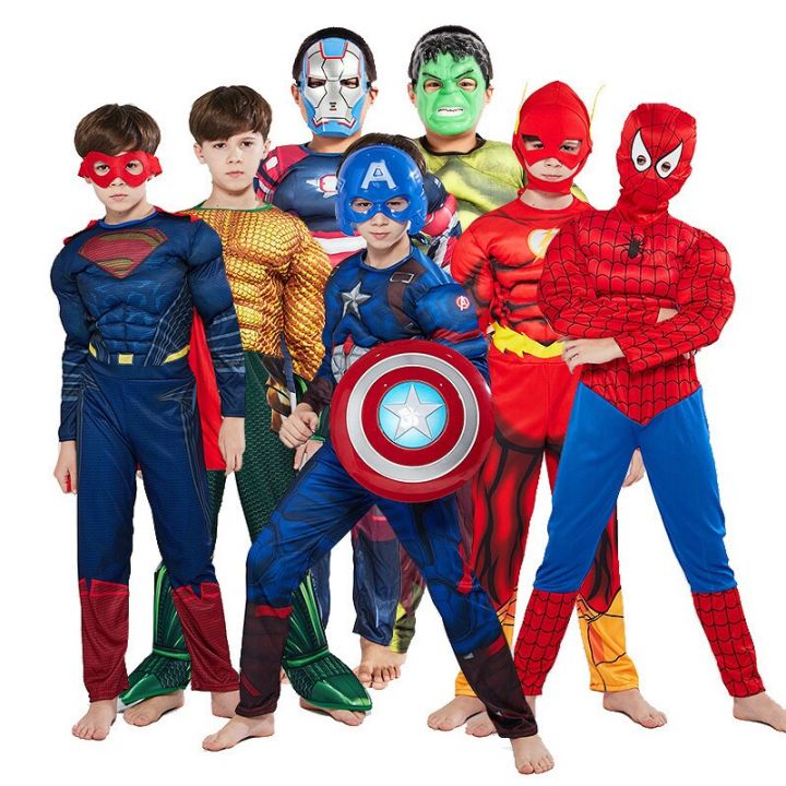 marvel-superhero-spider-man-captain-america-iron-man-thor-hulk-cosplay-costume-muscle-bodysuit-jumpsuit-for-kids-halloween-party