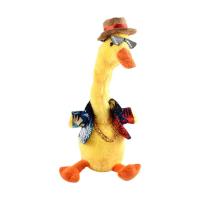 Dancing Yellow Duck Mimic Toy Neck Shaking Tone Learning Light Stuffed Talking Doll for Boys Girls Kids Toy That Repeats What You Say Animal Sounds Toy lovely