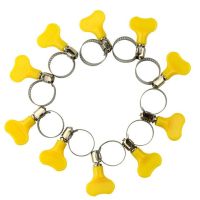 ✈☒♟ 10 pcs 13-29mm Adjustable Yellow Plastic Handle Hand Twist Hose Clamps Worm Driving Stainless steel Pipe Clips For Tube