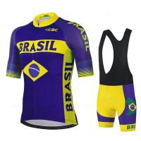 Brazil Cycling Jersey Set Short Sleeve for Men Anti-UV Bike sportswear Sets Team Summer Bicycle Clothing Maillot Ciclismo Hombre