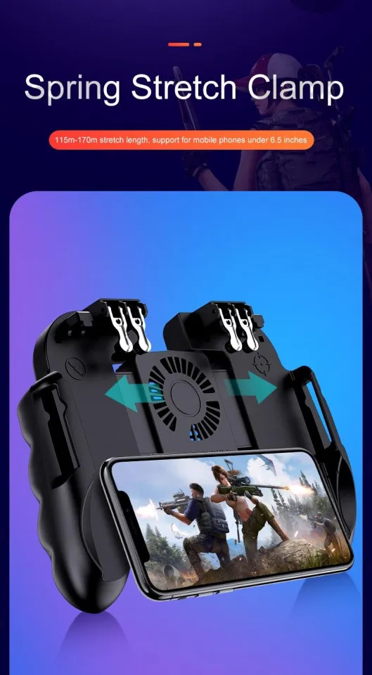 Mobile Phone Controller, EEEkit 4 Trigger Mobile Game Controller with  Cooling Fan for PUBG/Call of Duty, L1R1 L2R2 Gaming Grip Gamepad Six-Finger Mobile  Controller Trigger for 4-6.3 iOS/Android Phone 
