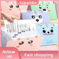 RUPANBO039392692 12กระเป๋า A4แฟ้มซองจัดกันน้ำโฟลเดอร์เก็บกระดาษทดสอบการ์ตูนที่จัดระเบียบแฟ้มเอกสารหลายชั้น