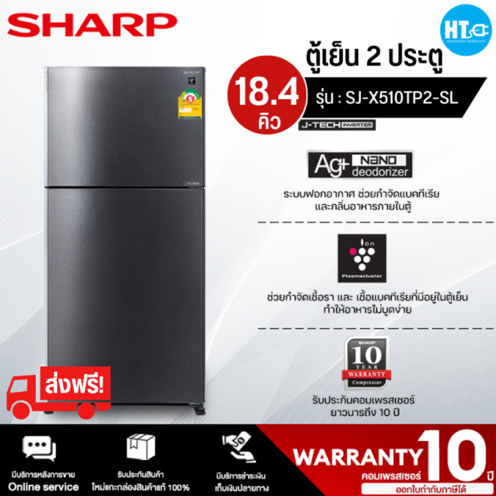 ส่งฟรีทั่วไทย-sharp-ตู้เย็น-2-ประตู-ตู้เย็น-ชาร์ป-18-4-คิว-รุ่น-sj-x510tp2-sl-อินเวอร์เตอร์-ไม่มีน้ำแข็งเกาะ-ราคาถูก-รับประกัน-10-ปี-เก็บเงินปลายทาง