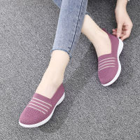 Kasut Wanita New Women Sport Breathable Mesh Fly Weaving Lightweight Soft Running Shoess Walking Lazy Flats Shoes Slip-Ons Loafer