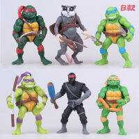 นินจาเวอร์ชั่นอนิเมชั่น TMNT2014 ตุ๊กตาเคลื่อนย้ายได้ ของเล่นเด็กย้อนยุคทำมือโมเดลครบชุด 6 รุ่น