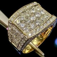 Overbearing Men 39;s Luxury Jewelry Gold Color White Zircon Stones Men 39;s Ring Classic Male Party Wedding Engagement Jewelry