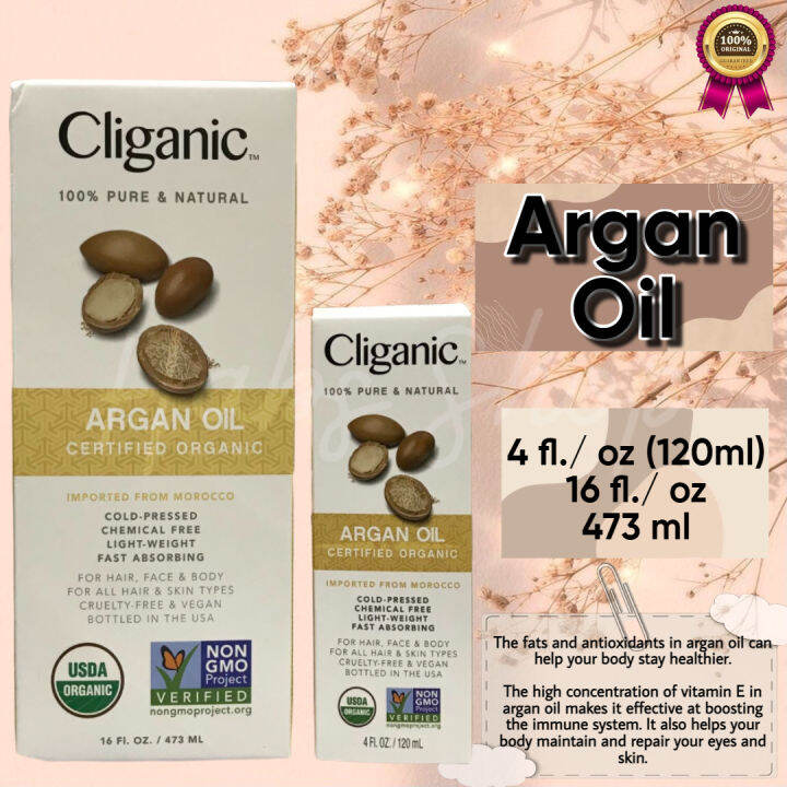 Cliganic 100% Pure & Natural Argan Oil 4 Fl Oz 120 Ml Or 473 Ml/16 Oz ...