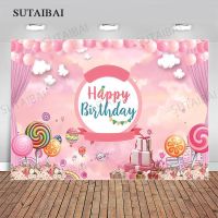 Candy Theme Birthday Background Photography Welcome To Candyland Baby Child Birthday Party Backdrops Decoration Banner Photocall