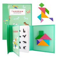 ปริศนา3D แม่เหล็กยอดนิยมรูปทรงเรขาคณิตกระดานจิ๊กซอ Tangram เด็กของเล่นไม้เพื่อการศึกษาเกมมอนเตสซอรี่