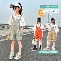 CUI YI SHOP overalls 2023 summer new childrens shorts sweet cool and handsome street style workwear