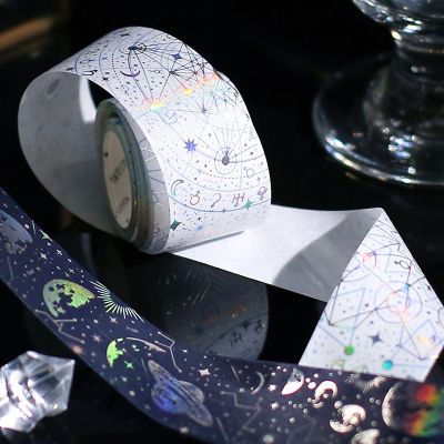 ♘ Dream Stars Moon laser Masking Washi Tape Mountain Decorative Adhesive Tapes Decora Scrapbooking Sticker Label Stationery