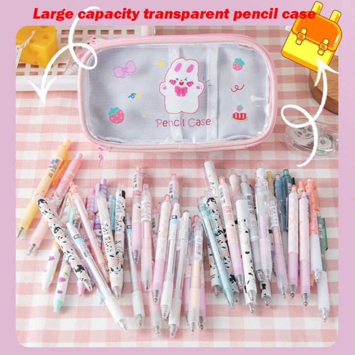 3-layer-transparent-pencil-case-large-capacity-cartoon-pouch-waterproof-pencil-bag-for-girls-kawaii-stationery-school-supplies